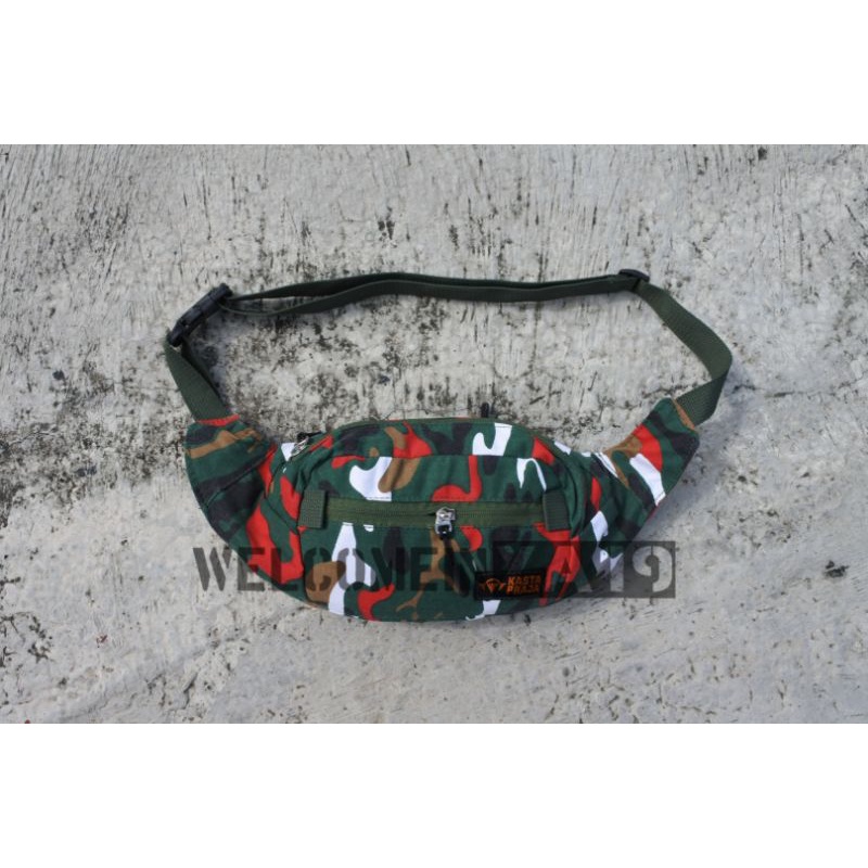 Waistbag Laskar Merah Putih / Tas Pinggang Loreng Laskar Merah Putih / Tas Pinggang Pria