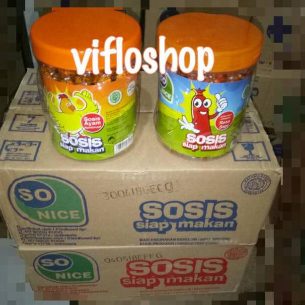 

6.6 F⚡ASH SALE Kardusan & Eceran Sosis So Nice Siap Makan (Ayam / Sapi) Toples 24 pcs