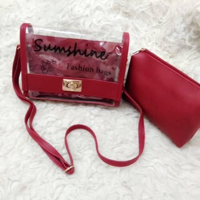Tas wanita Transparan import.fasion wanita.tas selempang.gendong