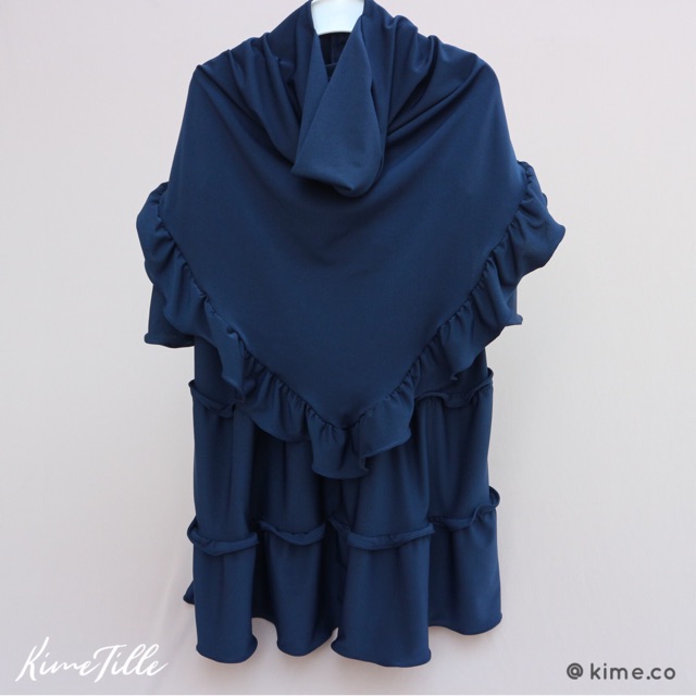 Gamis Anak Navy Kime Rempel SET ( gamis + khimar )