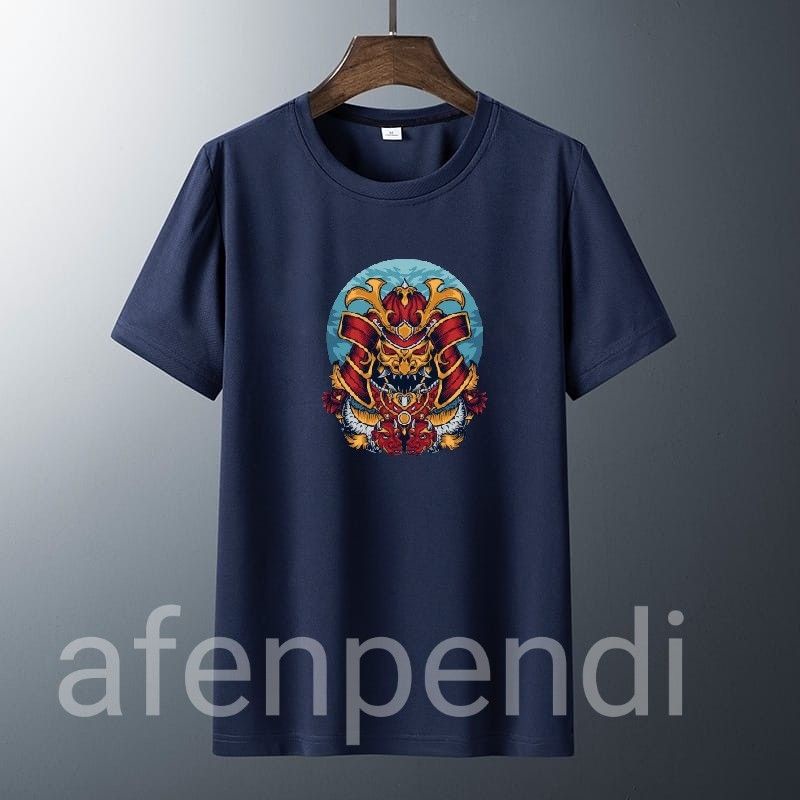 kaos pria dewasa baju cowok laki laki motif Monster Jepang biru bulan size S M L XL XXL XXXL