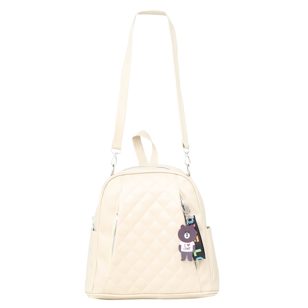 Tas Bag Tas Casual Backpack Wanita Saniza Cream Cantik Tas Fashion Ransel Cewek Bagus Tebal