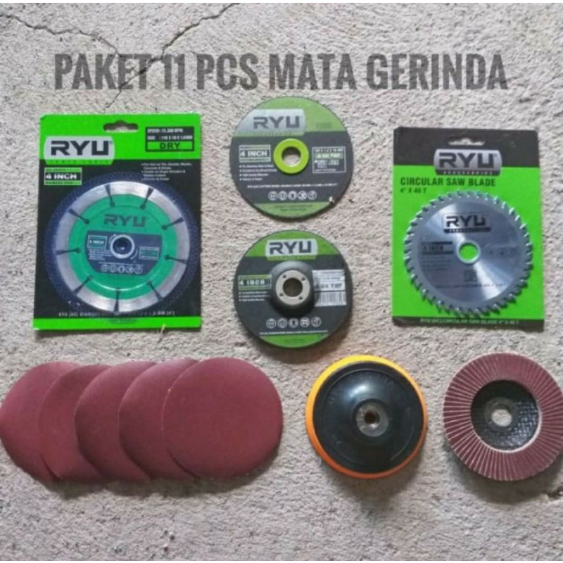 Paket 11pcs Mata Gerinda Mata Potong Besi Keramik Beton Gergaji Kayu Amplas