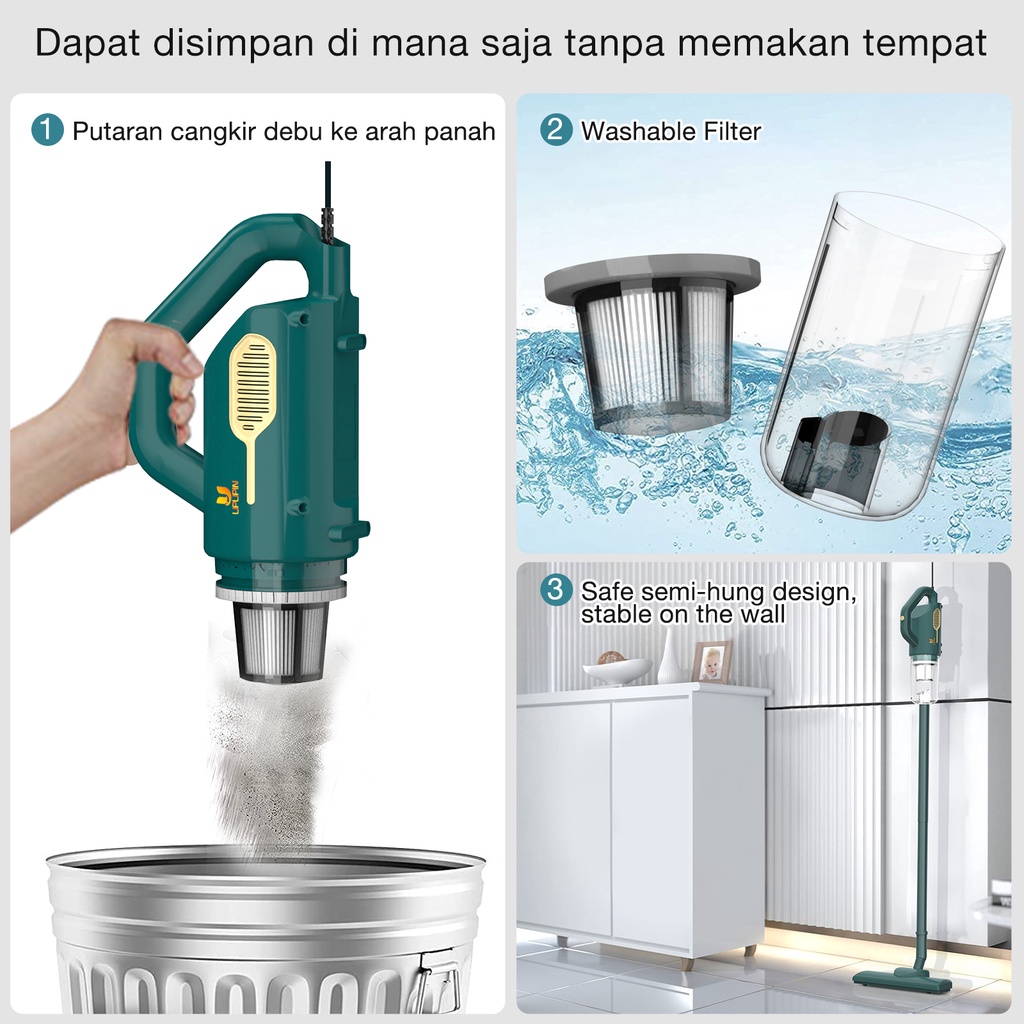 Upupin Vacuum cleaner Handheld Penyedot debu rumah tangga Portable 3 in 1 Pembersih Debu