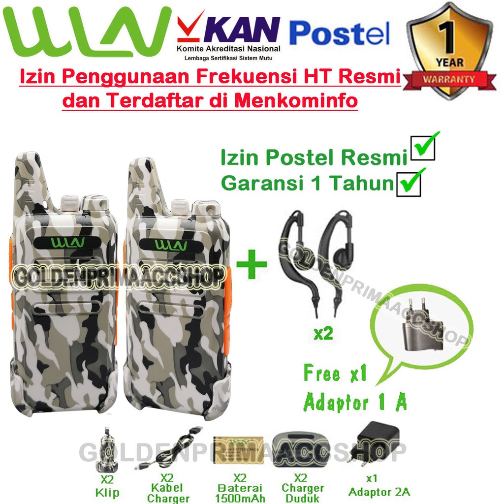 Paket STANDART HT WLN Two Way Radio - Loreng Putih (isi 2 pcs)