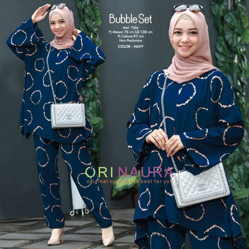 BAJU WANITA SETELAN TIE DIE DYE WAKA JUMBO SINTIA SET BUSUI ONE SET RAYON MOTIF KEKINIAN-CINCIN NAVY