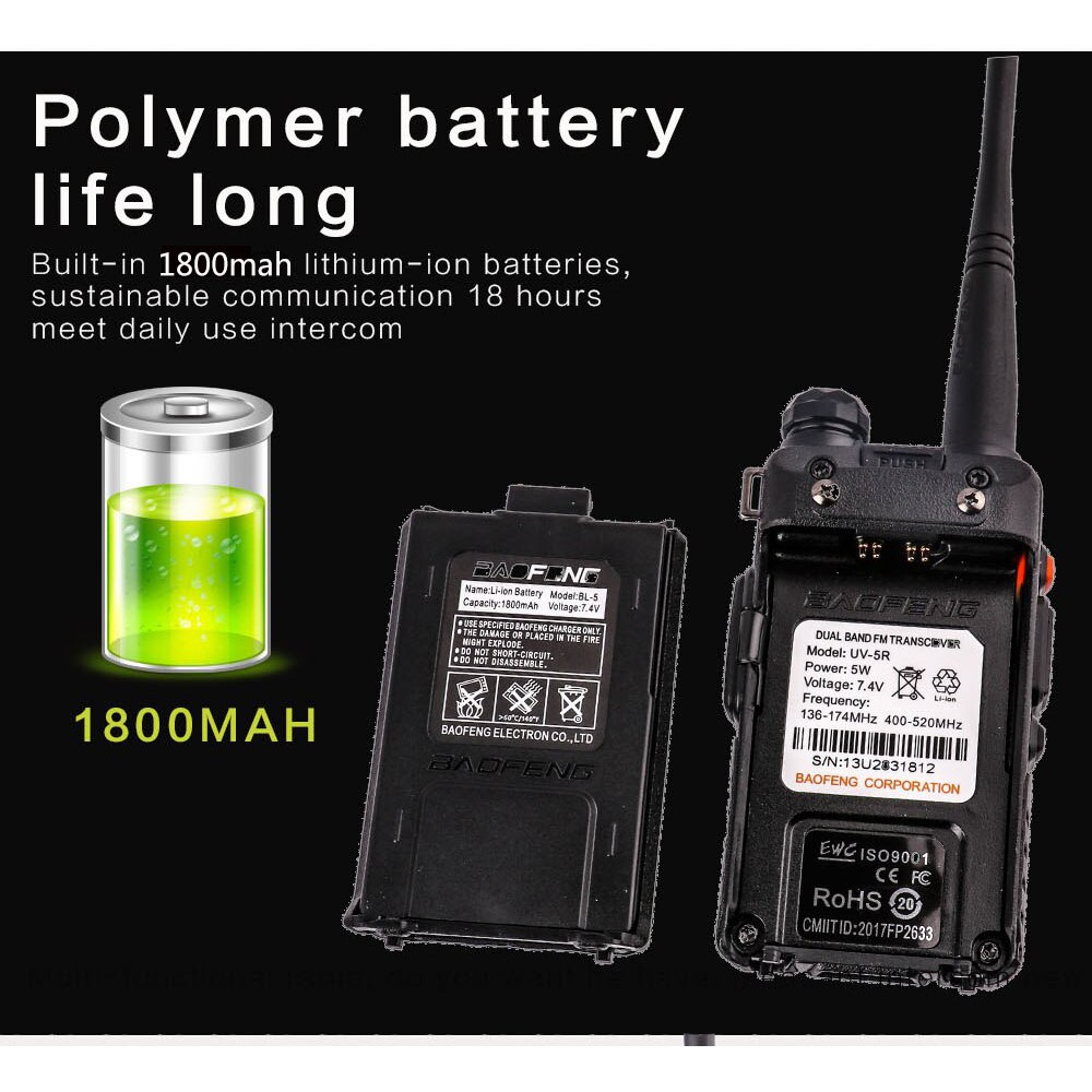BAOFENG UV-5R Dual Band Walkie Talkie