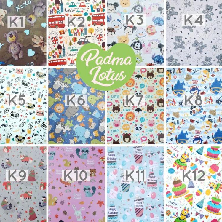 

[KODE EZN] Kertas kado motif anak dewasa unisex sansan wawa sanwa