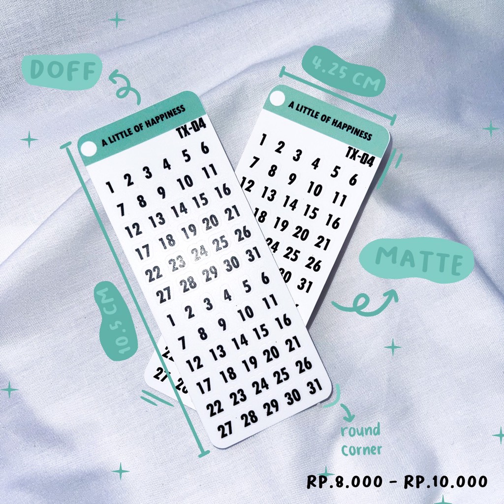 

TX-04 Date Sticker | A Little of Happiness Planner Deco Sticker