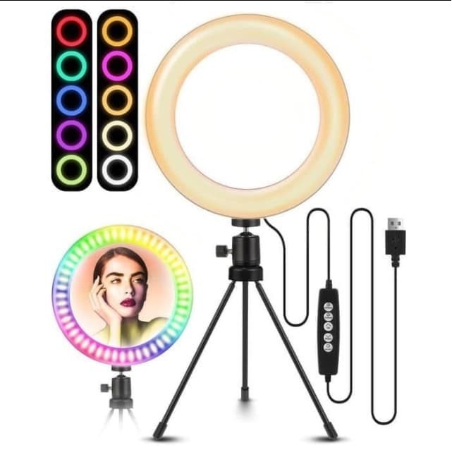 EASY Holder Ponsel Tripod Multifungsi SELFIE Ring Light Rgb Rainbow