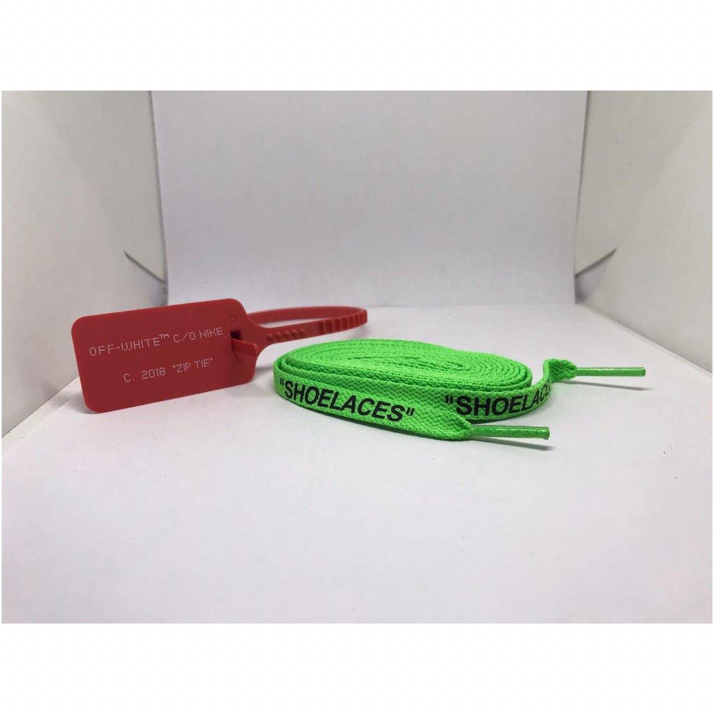 tali sepatu shoelaces shoe laces off white offwhite w/ zip tie green