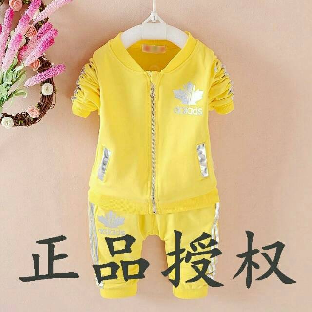Baju Set Anak Fashion / Jaket Anak Import / Setelan Jaket Adidas Fashion / baju jaket kuning