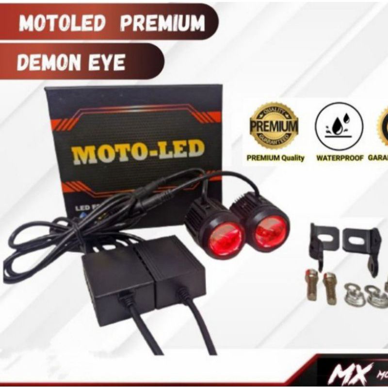Lampu Tembak Motoled Premium Senja merah Hi low Putih Kuning