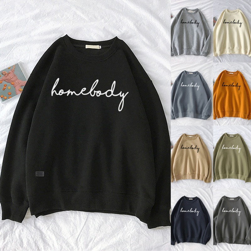 Parisdivarious Sweater Hoodie Sweatshirt Crewneck Homebody Bahan Fleece Size S - XXL (Pria &amp; Wanita)
