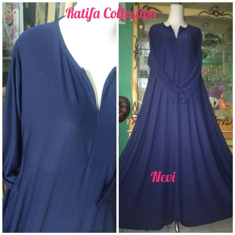 Gamis Jersey Polos Dewasa All Size M,L, XL|Busui Resleting Depan/Baju Muslim || By Ratifa Collection