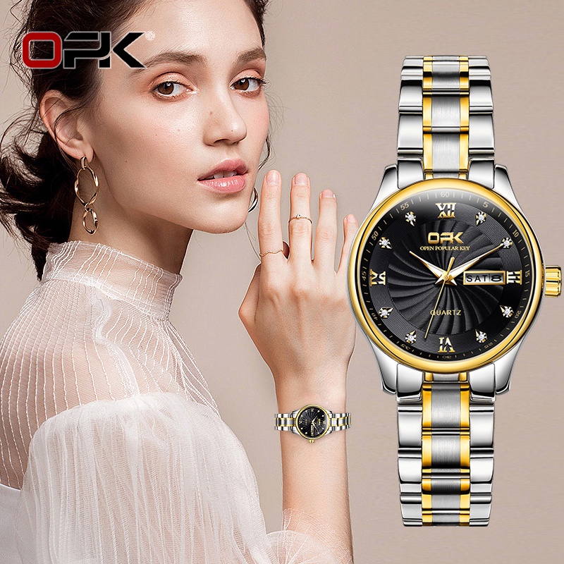 Jual OPK Jam Tangan Wanita Anti Air Original Branded Cewek Terbaru Asli Besi Tahan Karat Gerakan