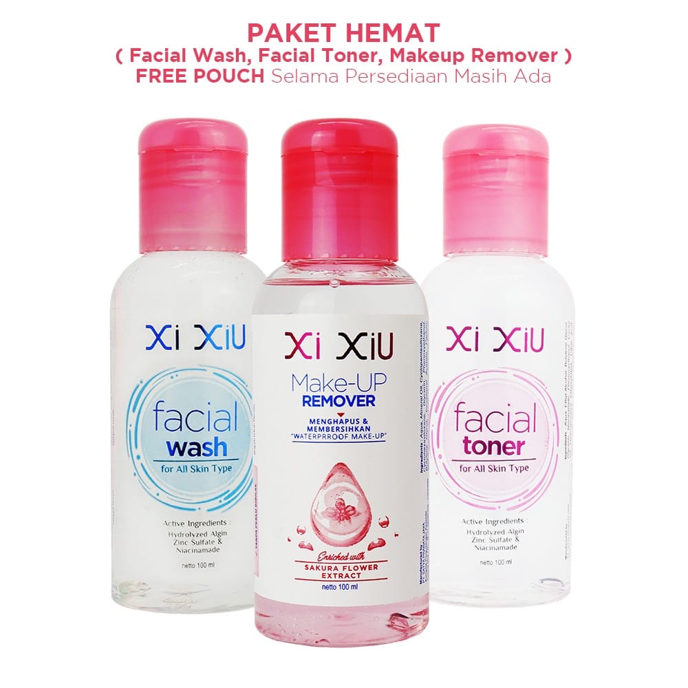Xi XiU PAKET HEMAT (FACIAL WASH, FACIAL TONER, MAKE-UP REMOVER) FREE GIFT