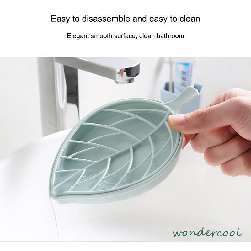 Kotak Sabun Daun Kreatif Kamar Mandi Gratis Punch Suction Cup Toilet Drain Soap Rack-Won