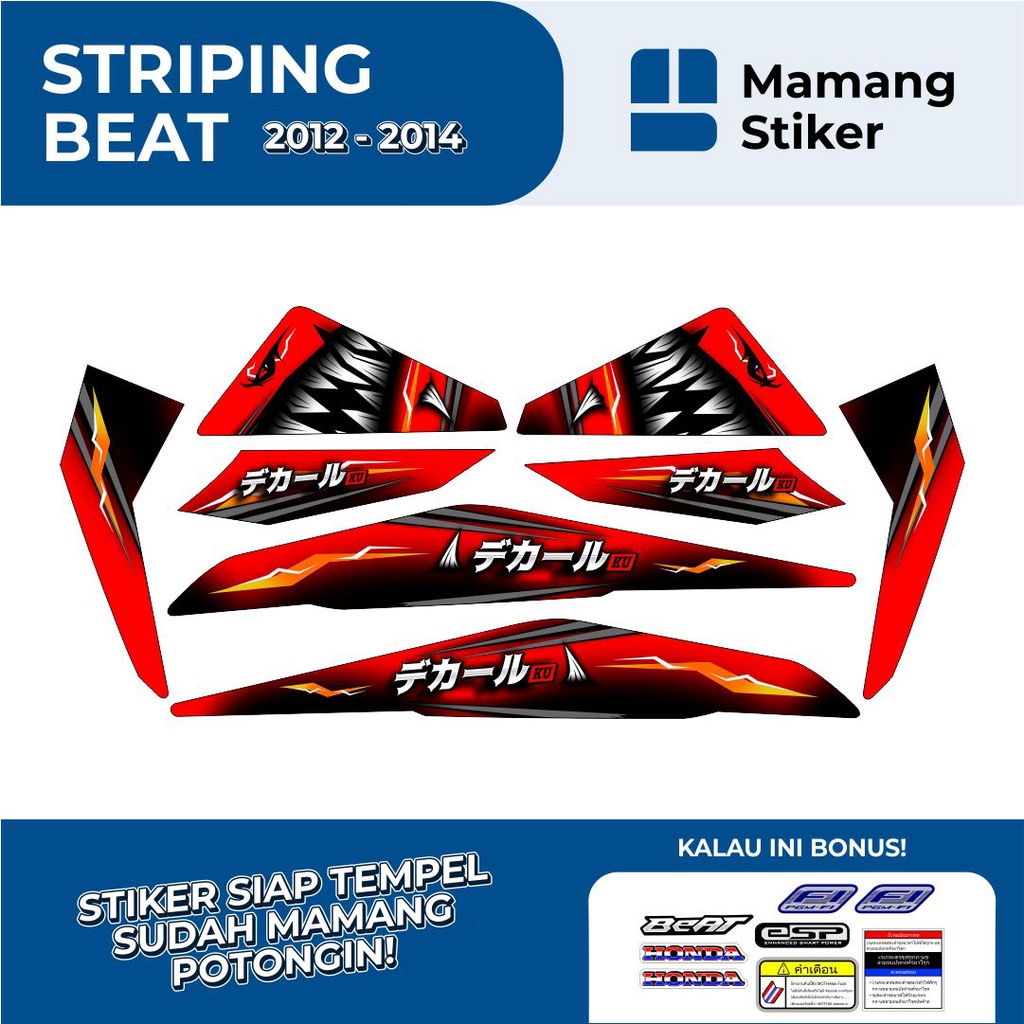 STRIPING SEMI FULL BODY BEAT FI VARIASI 1 SHARK/STIKER MOTOR HONDA SETRIPING BEAT ESP/BEAT GEN 1 VAR