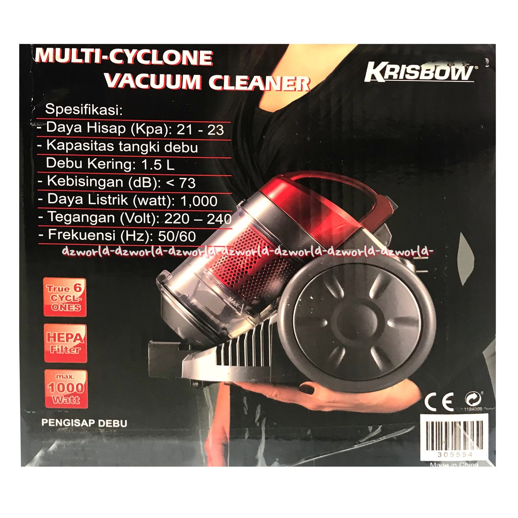 Krisbow Multi-Cyclone Vacuum Cleaner dengan kapasitas tangki debu 1.5 liter &amp; daya listrik 1000 watt