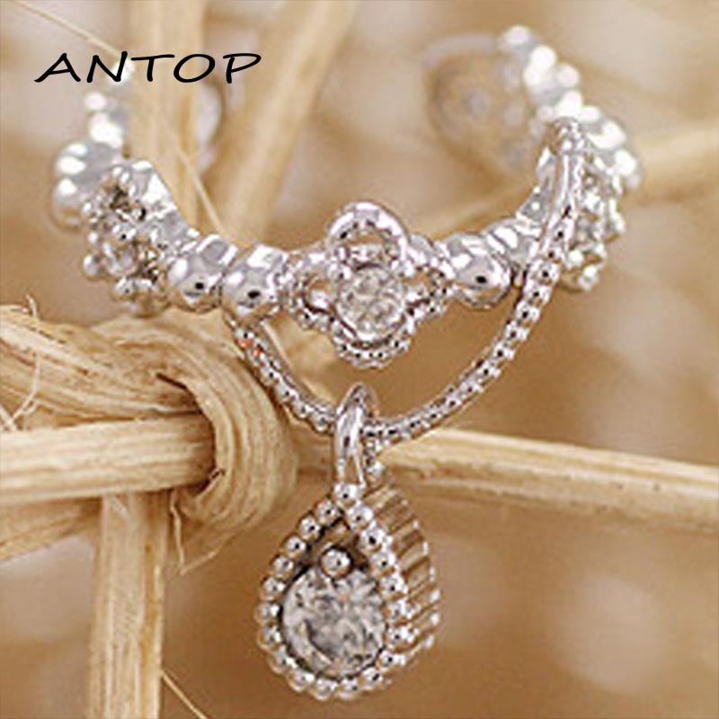 Anting Emas Perak Tidak Ada Perforasi  Kristal Klip Tulang Rawan Rumbai Star Earrings Jewelry for Women Lady Gift ANTOP