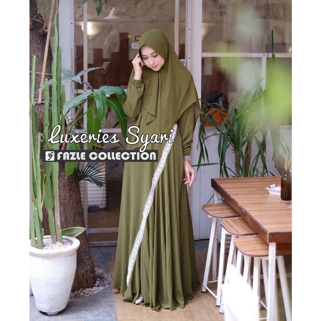 OBRALL ..REAL PICTURE Luxuries Syar'i + Khimar Ceruty / Gamis Wanita Bahan Ceruty/ Gamis Syari Moder