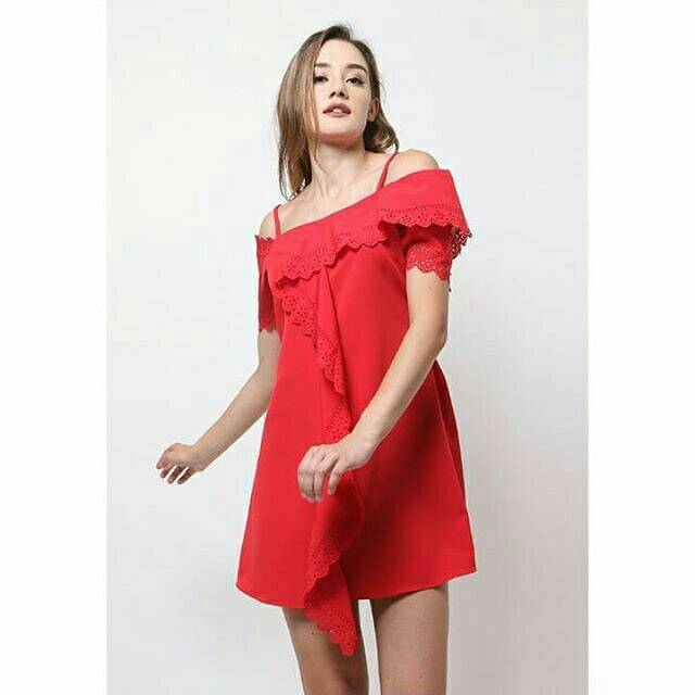 Dress baju wanita baju cewek dress merah edisi natal imlek