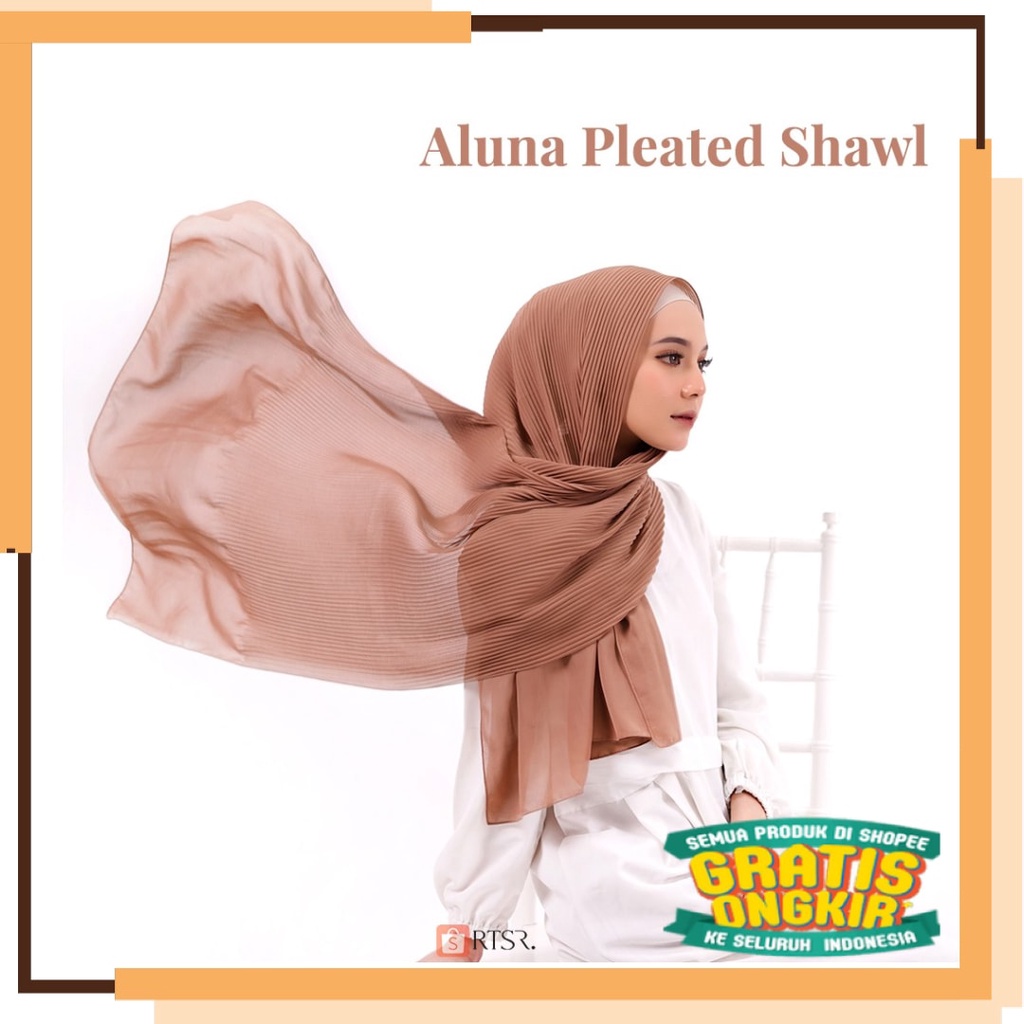 Lucu Keren Motif Polkadot BUnga KOtak / RTSR (Part 1) Aluna Pleated Shawl / Pashmina Plisket / Hijab