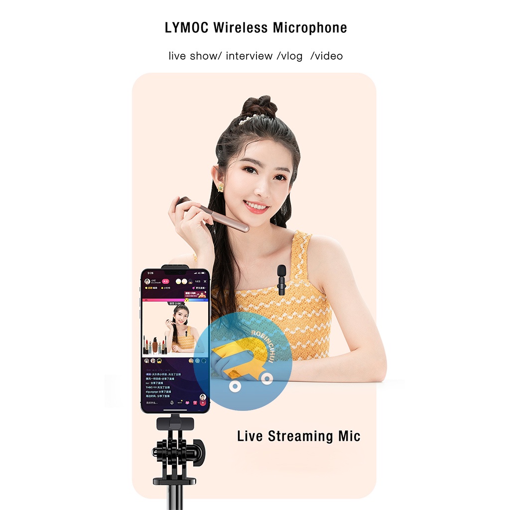 Mic Wireless Hp Vlog Youtuber Portable Mic for Iphone and Android - Microphone Mic Clip On Wireless USB PC Laptop Zoom Webinar Podcast Teleconference Meeting -  mic vloger - mic youtuber - vloging - vloger