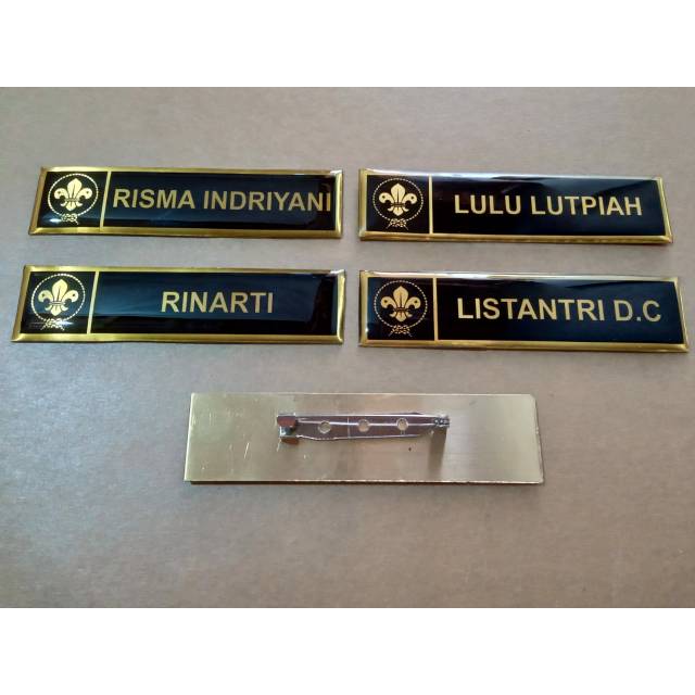 Jual Papan Nama Kuningan Penitik Nama Dada Name Tag Pin Papan Nama