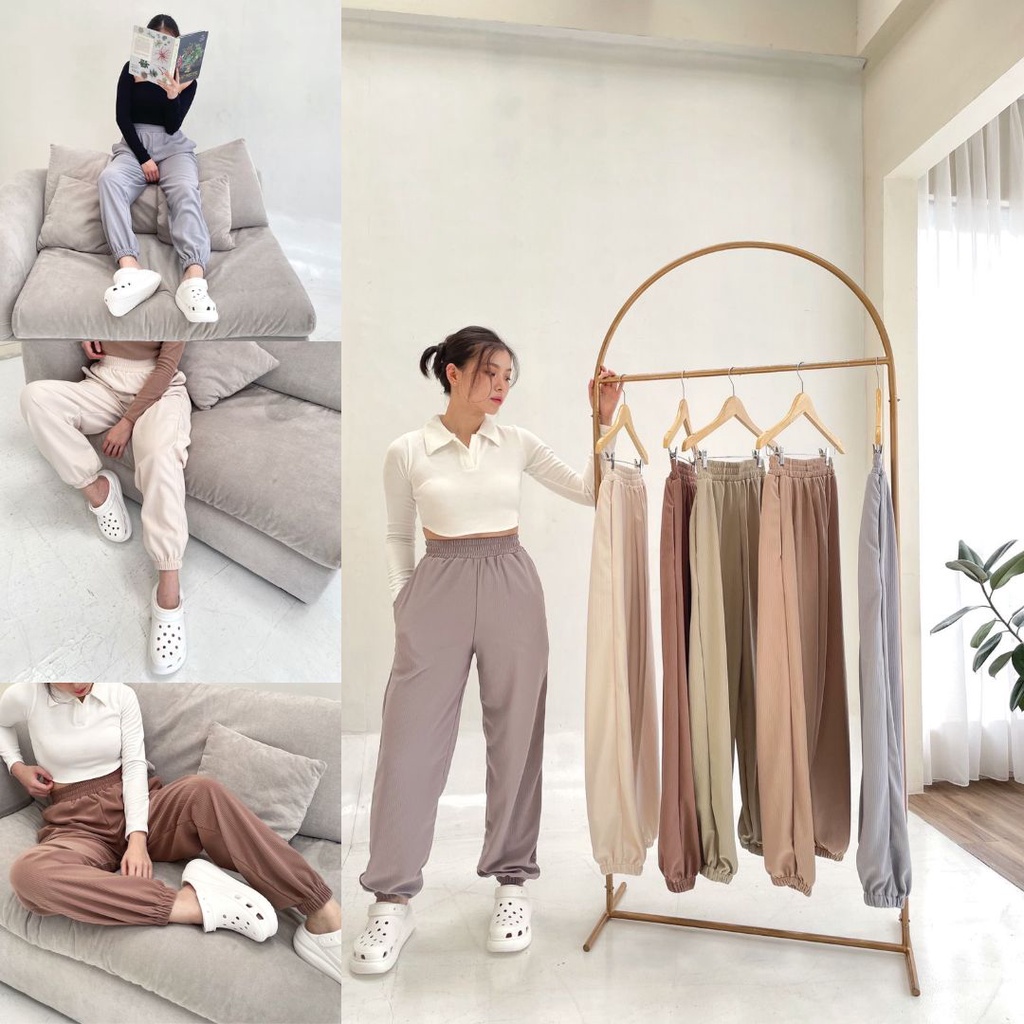 Gerina Jogger Pants / Celana Knit / Jogger Pants / Celana Panjang Jogger / Baggy Pants / Knit Pants