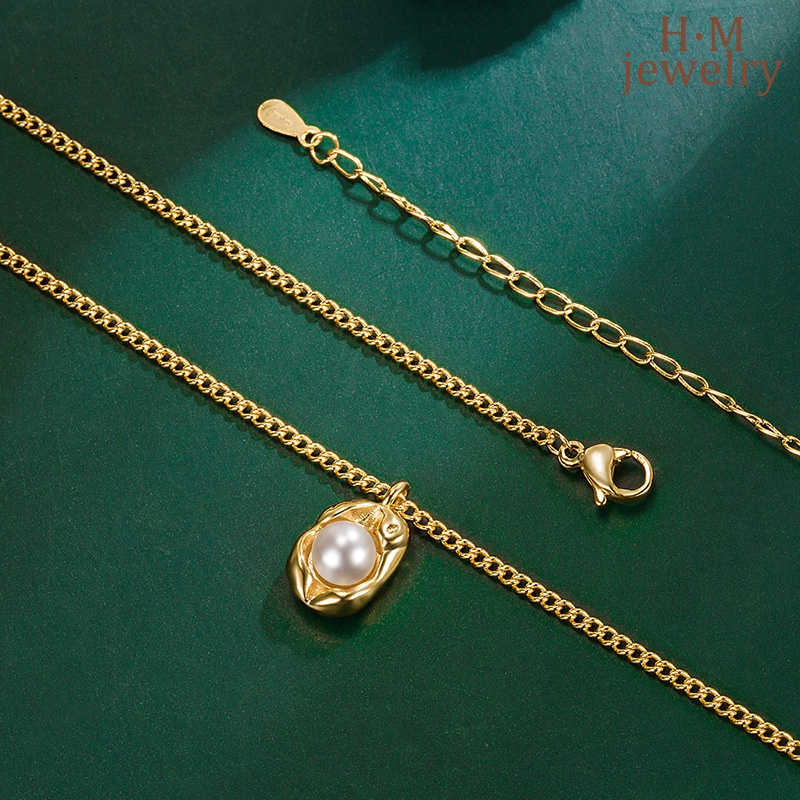 Kalung Rantai Klavikula Hias Mutiara Untuk Sweater