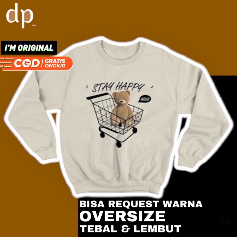 SWEATERPOLOS BASIC SABLON BEAR STAY SIZE M-XXL (PRIA & WANITA) kaos sweatshirt hoodie pakaian switer
