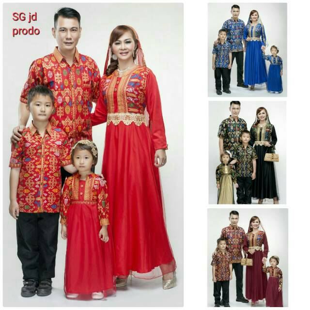 SGjoda Batik Gamis Couple Keluarga kombinasi TILE, tersedia anak gamis dress dan kemeja
