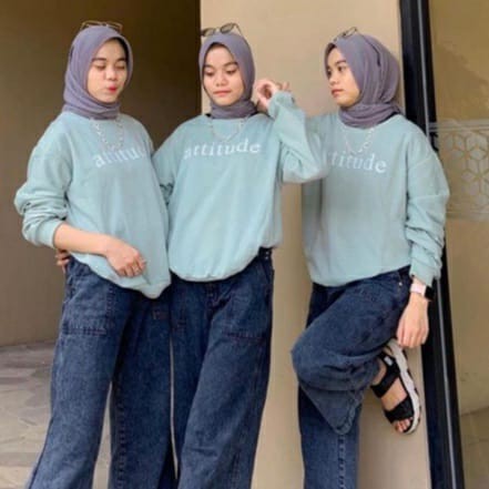 ATTITUDE SWEATER WANITA BAHAN FLEECE