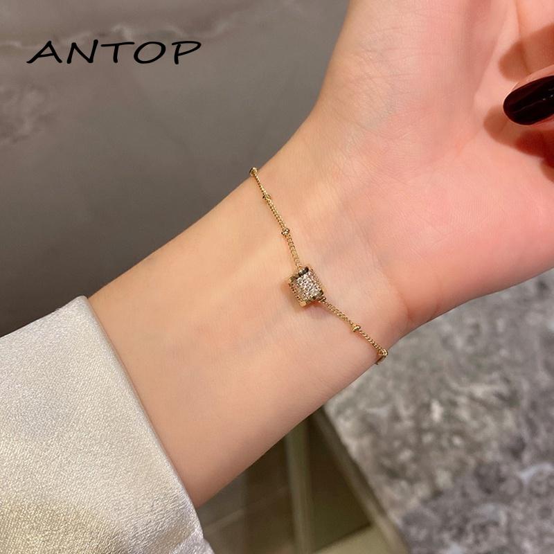 Korea Gelang Serut Titanium Gelang Wanita Mutiara Untuk Wanita Aksesoris Fashion Bracelet ANTOP