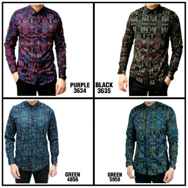 BAJU BATIK LENGAN PANJANG PRIA SLIMFIT KEMEJA COWOK  MODERN PAKAIAN KERJA FORMAL GROSIR MURAH
