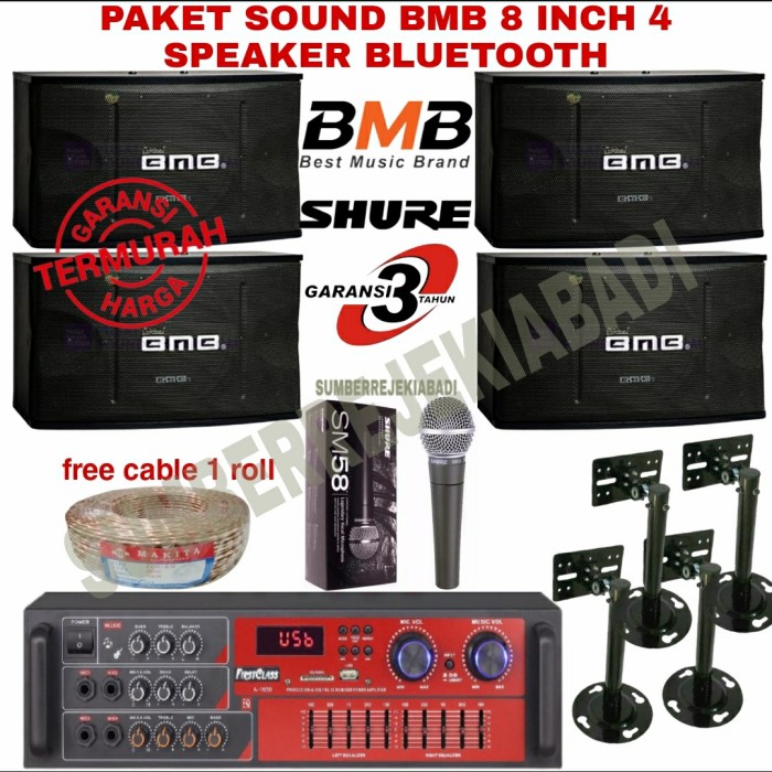 PAKET SOUND BMB 8 INCH 4 SPEAKER BLUETOOTH