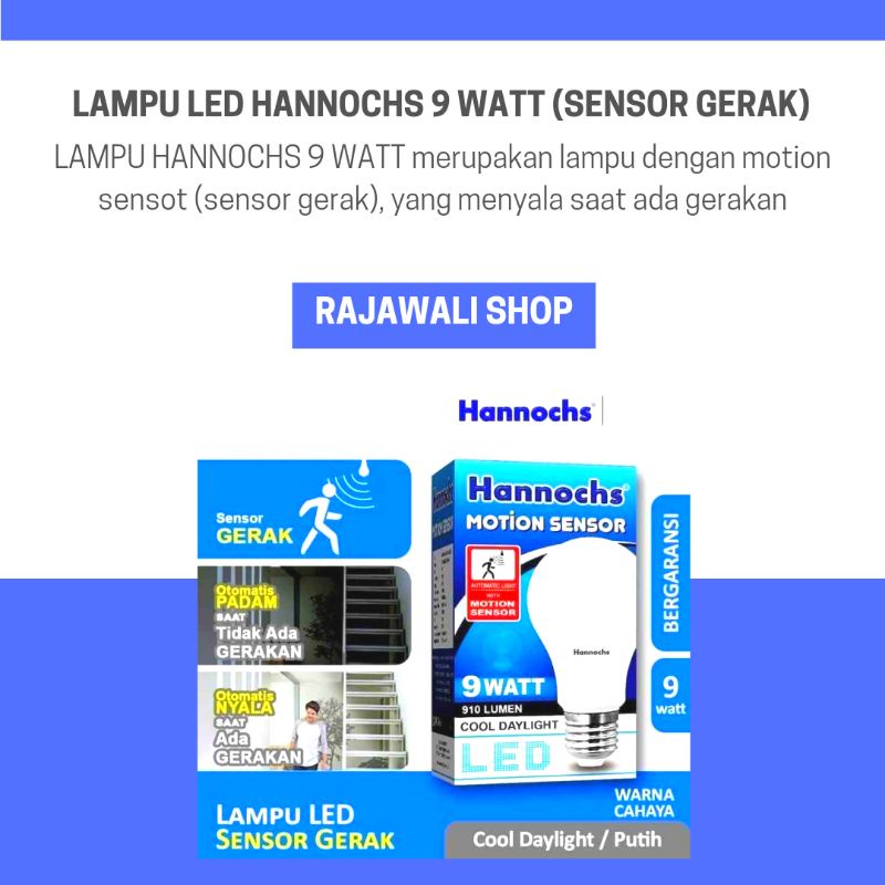 LAMPU LED SENSOR GERAK / LAMPU HANNOCH 9 WATT (MOTION SENSOR)