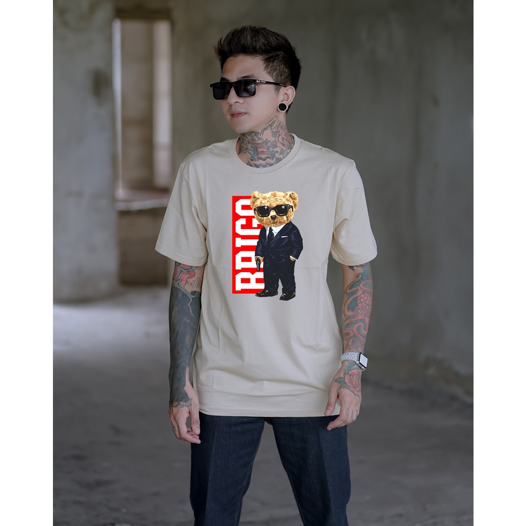 BRIGO Kaos Lengan Pendek Bear Mafia || Kaos Katun Combed M-XL || Kaos Distro BRIGO Beruang Mafia