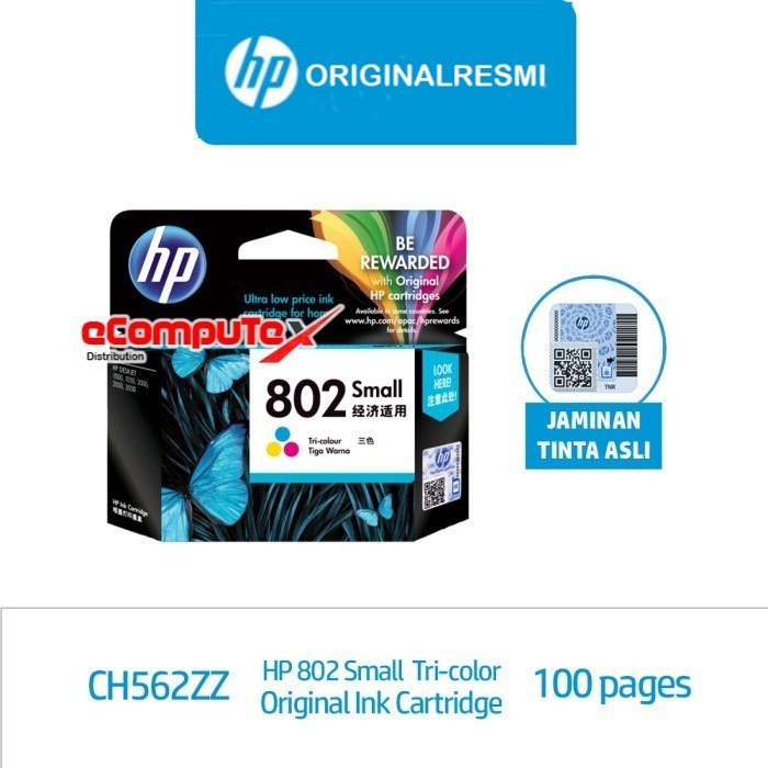 CARTRIDGE HP 802 COLOR SMALL / TINTA CATRIDGE HP802 COLOUR SMALL ORIGINAL - RESMI