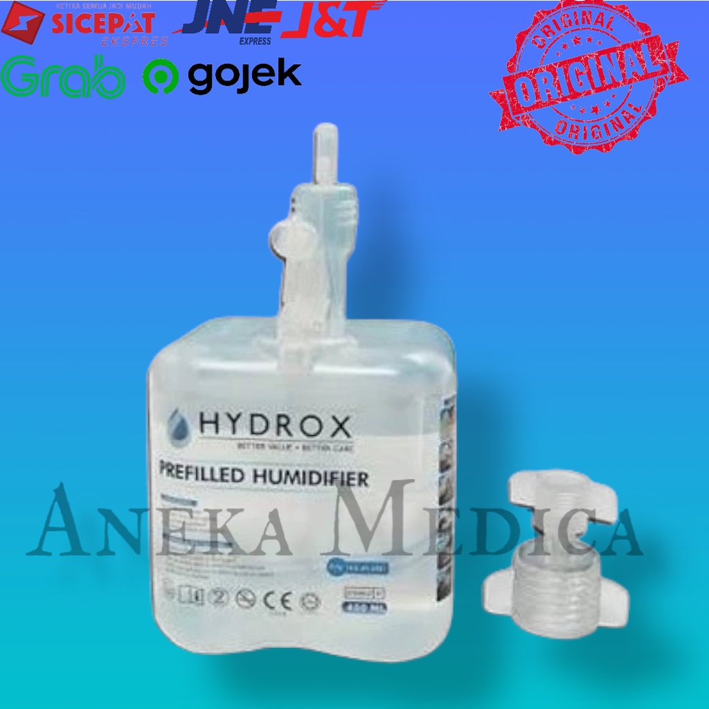 hydrox prefilled humidifier 450 ml cairan oksigen steril O2