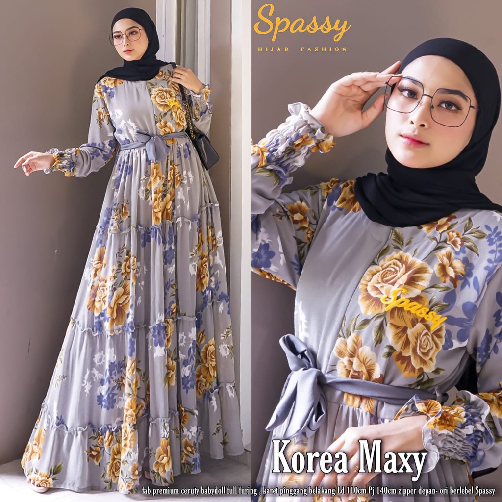 KOREA MAXY, MAXY MOTIF ORIGINAL SPASSY, BAHAN CERUTY BABYDOLL, BUSUI, KARET BELAKANG