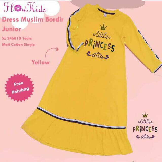 Gamis bordir bahan kaos katun flower kids flokids flowerkids okbg