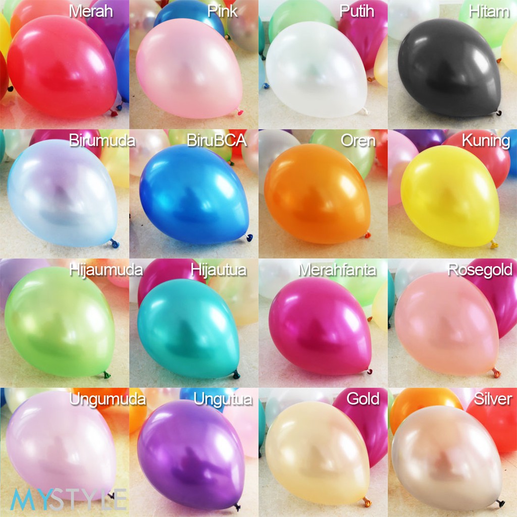 BALON LATEX METALIK M320 (1 PACK = 100 PCS) BALON PESTA ULANG TAHUN SUPER TEBAL