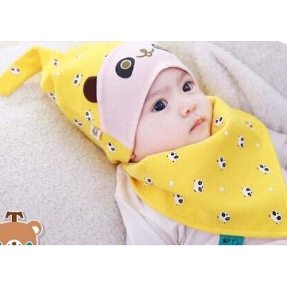 Satu Set Kupluk + Celemek | Bib + Hat Panda