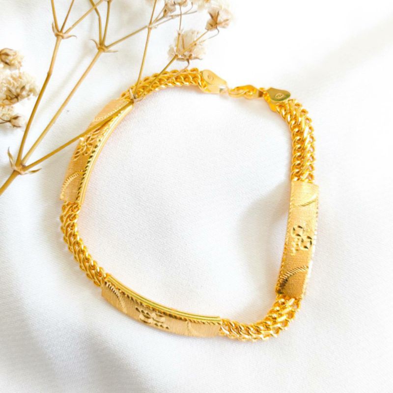 gelang emas asli kadar 875 model holo super papan