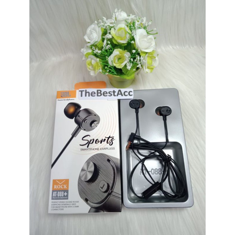 HEADSET JBL AT-088+ SUPORTY BASS IN EAR ROCK EARPHONE DESIGN SMARTPHONE EARPLUG MIC
