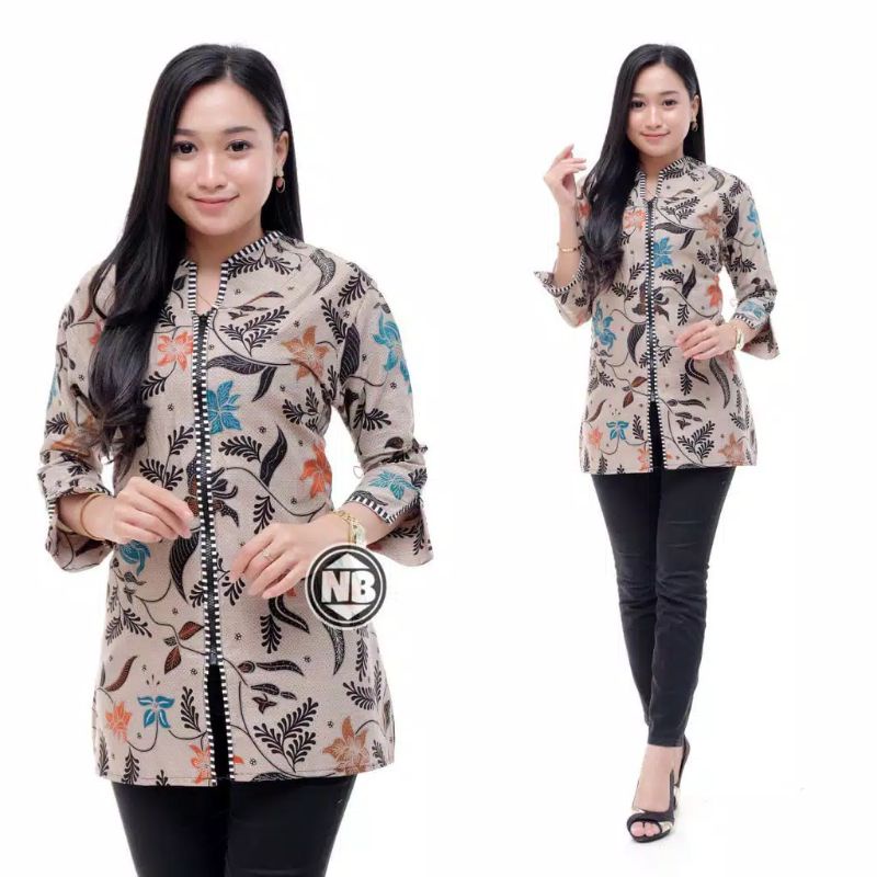 [ TERBARU ] ATASAN BATIK WANITA KERJA KANTOR ORI SHABIRAH BATIKSOLO BLOUSE BLUSEBATIK BATIKMODERN-Zip 5