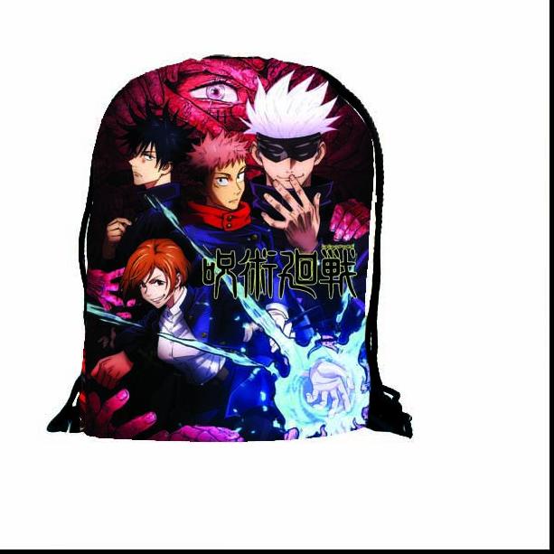 ℮ Stringbag Tas Serut Ransel ANIME Backpack Tahan Air Jujutsu Kaisen Kanji Yuuji Sukuna Gojo FULLCOL